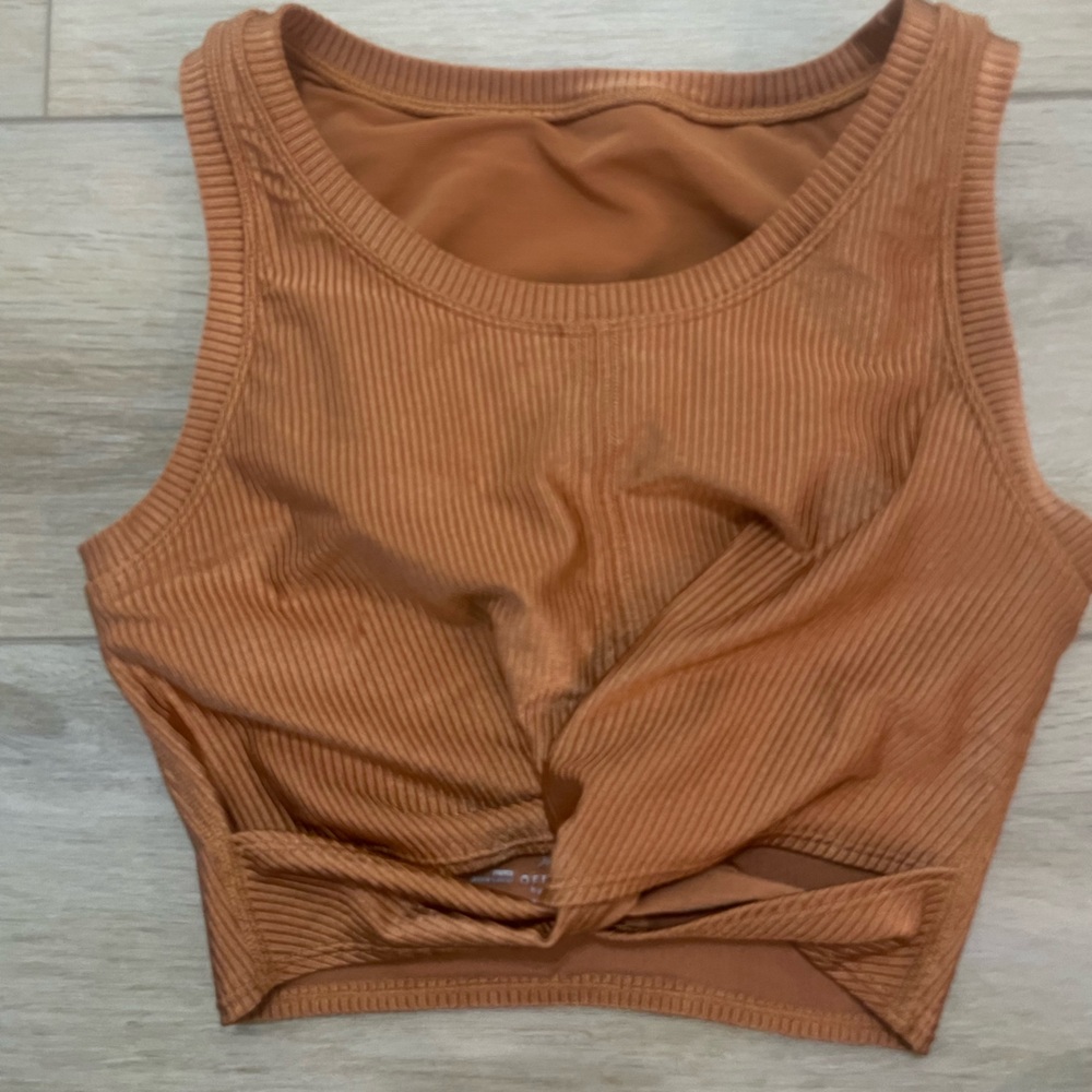 Aerie Offline Ribbed Twist front ribbed shine sports bra size small